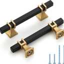 25 Pack 3 inch Black & Gold Cabinet Handles Square Zinc-Alloy Pulls for Kitchen Dresser Closet and Bathroom Cabinets Hardware