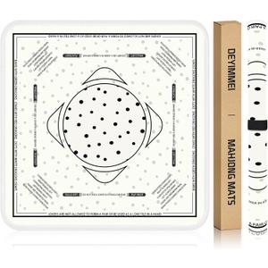 2 x Deyimmei Neoprene Mahjong Mat for Table 31.5"x31.5" - Non-Slip, Noise Reduction Cover with Storage Pockets, American Rules & Crease-Free Rolled Shipping (Polka Dot Play)