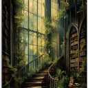 Dark Academia Paintings Gothic Library Canvas Vintage Victorian Pictures Medieval Castle Wall Art Moody Botanical Prints Vintage Library Posters Moody Gothic Artwork Dark Castle Painting 16x24in Framed