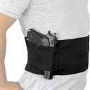 Belly Band Holster for Concealed Carry Elastic Abdominal Slim Wrap Concealment Handgun Holster with 2 Magazine Pouches for Right and Left Hand Draw