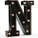 Light Up Black Alphabet Marquee Letters Sign LED Marquee Number Lights Sign for Night Light Home Bar Christmas Lamp Birthday Party Wedding Decoration N