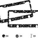 3 x Moon and Star License Plate Frames 2 Pack Aluminum License Plate Holder 2 Hole with Screws (19)
