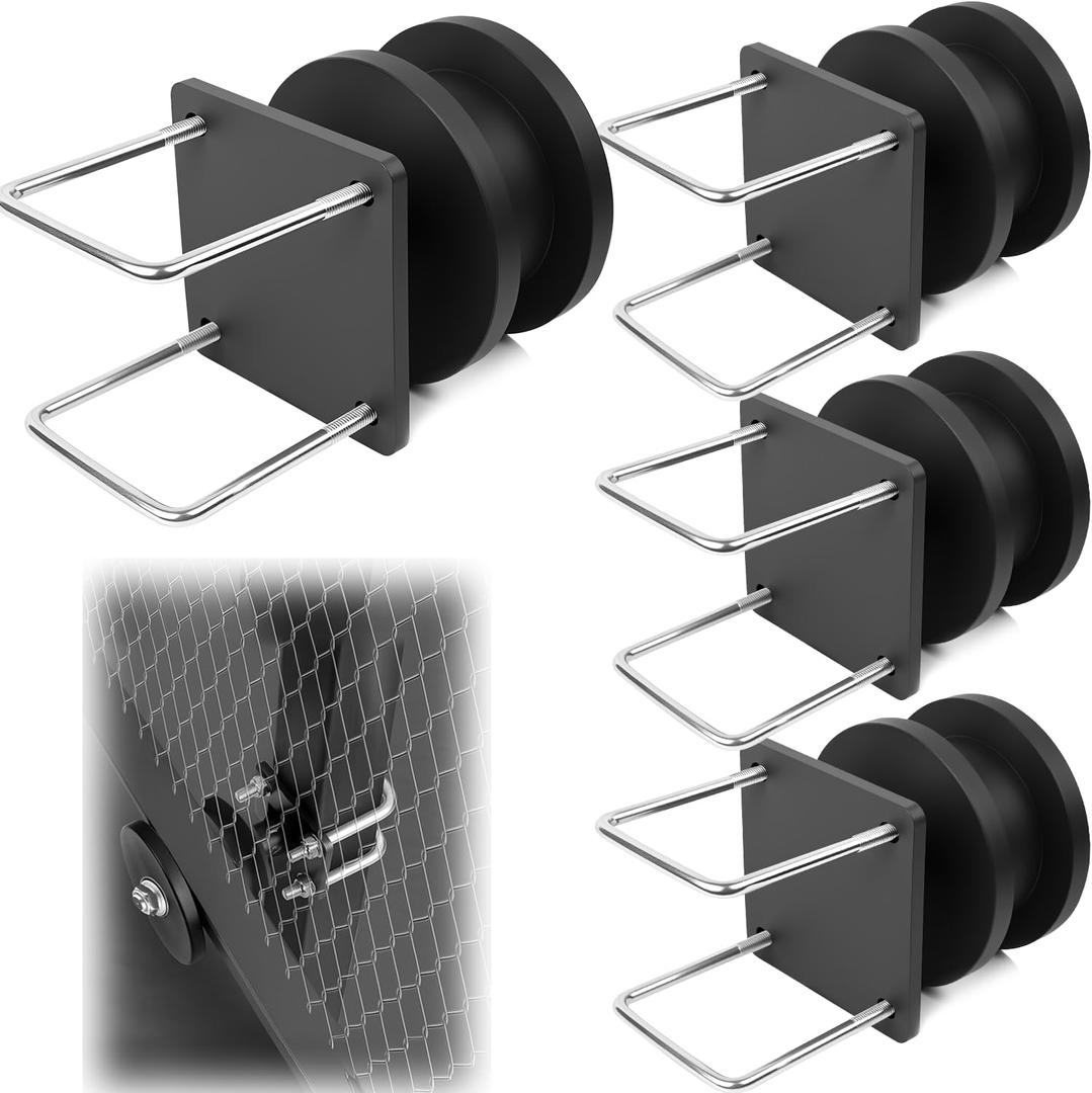 4 Pack Heavy-Duty Sliding Gate Kit, Nylon Cantilever Rollers with H-Shaped Groove, Fits 4" Square Post & 2" Chain Link Fence Frame, Rolling Gate Hardware for Driveways & Yards