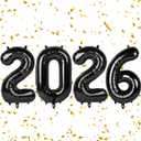 2026 Balloons - 40 Inch 2026 Black Number New Years Balloons - Foil Happy New Year Balloons for News Years Eve Party Supplies 2026 - New Years Decorations 2026 - Graduation Decorations Class of 2026
