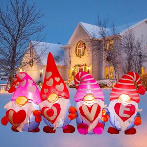 4FT Decorations Inlflatable Love 4 Gnome, Blow Up 4 Gnomes with Lights Outdoor Decor for Romantic Party,Wedding Anniversary, Home,Patio,Lawn Garden Yard Decor