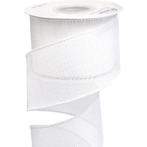 Ribbli White Burlap Wired Ribbon,2-1/2 Inch x 10 Yard, Wired Edge Ribbon for Big Bow,Wreath,Tree Decoration,Outdoor Decoration
