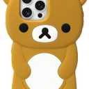 IAIYOXI Soft Silicone Bear Case for iPhone 15 Pro Max, Cute 3D Cartoon Teddy Bear Designed, Protective Lovely Fun Adorable Fashion Phone Case, Kawaii Cover for Women Girls Kids, Brown