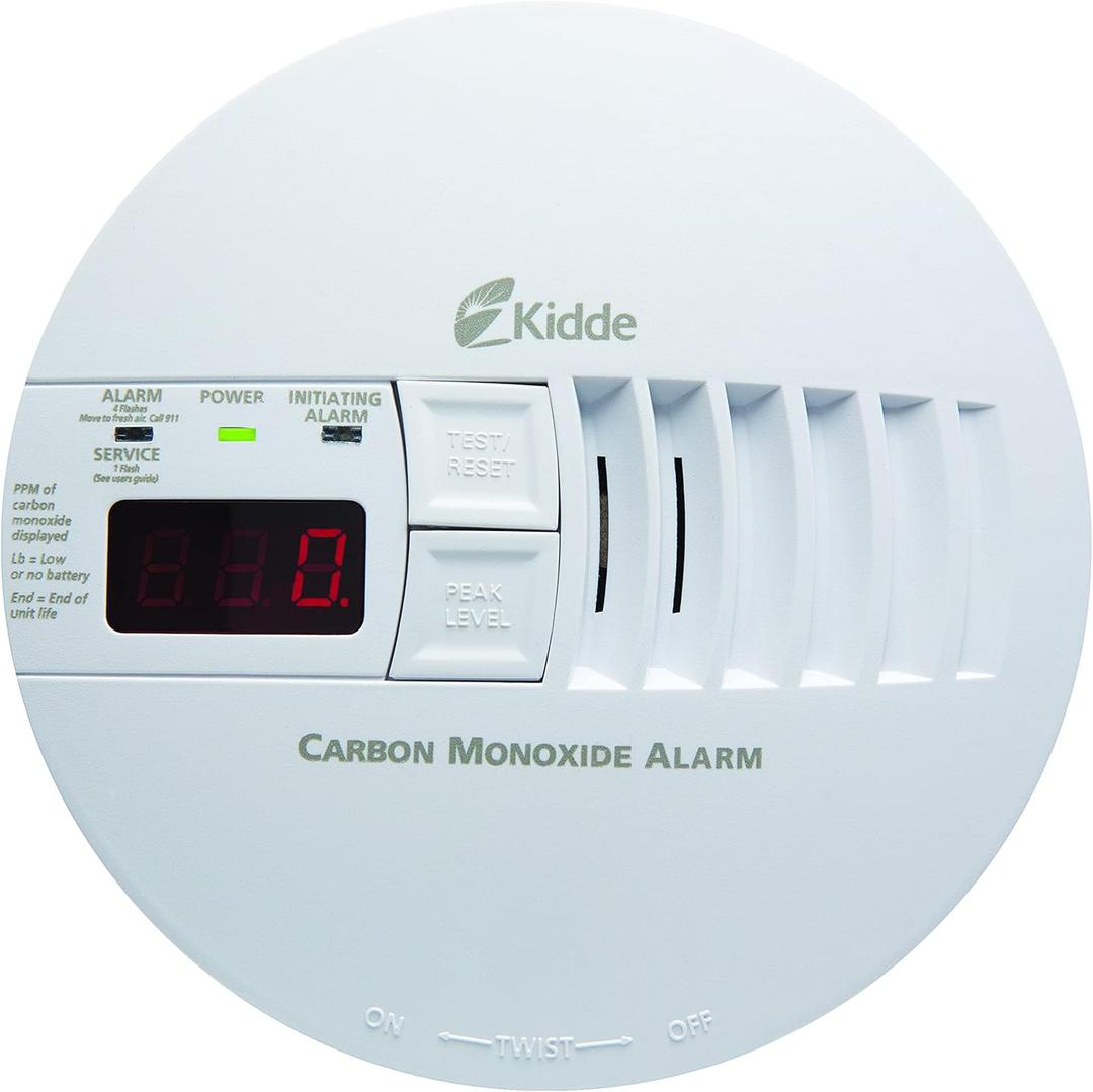 Kidde Hardwired Carbon Monoxide Detector with 9-Volt Battery Backup, Digital LED Display 5.75 diameter x 1.8 depth
