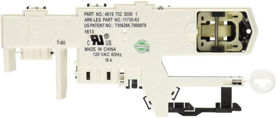 GLOB PRO SOLUTIONS 461970230081 compatible with Kenm. Whirl. Mayt. Washer Door Lock Switch Fits old, s ARK-les Part No.: 11730-62,(4619 702 3008 1)