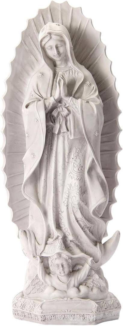 Our Lady of Guadalupe Religious Statue, 11.6 inch Virgin Mary Figurine, Resin Sculpture, Inspirational Religious Art for Home Decor/Catholic Gift, Mother Mary Statue (Gray)