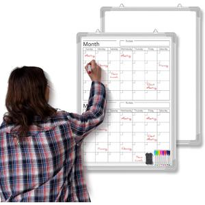 Lincia 24" x 18" Magnetic Vertical 2 Month Dry Erase Calendar for Wall Undated Horizontal Dry Erase Wall Calendar Planner Aluminum Frame Whiteboard for Home Office Projects Wall Fridge