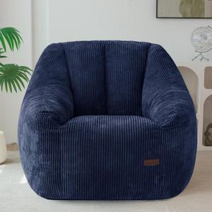 MAXYOYO Bean Bag Chair, Bean Bag Sofa with Filler, Cozy Living Room Chair for Adults and Kids, Stuffed Floor Sofa for Bedroom Dorm Reading, Navy, Standard