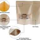 Kraft Paper Zipper Pouches,ULIFESTAR Kraft Stand Up Zip Lock Pouch Bags,100PCS Resealable Bag with Transparent Window and Tear Notch Resealable Bag for Small Business HomeUse,9.8"*13.8"(25*35cm+5cm)