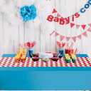 Irenare 3 Pcs Striped Tablecloth Disposable Plastic Tablecloth 54 x 108 Red and White Striped Blue Decorations Table Cover Baby Shower Party Decorations for Camping Birthday Wedding