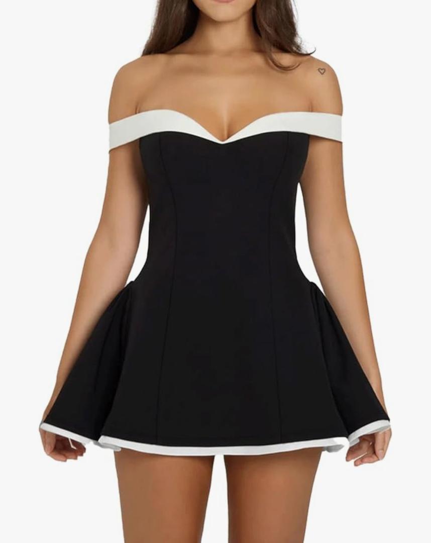 Women's Off Shoulder Mini Dress Slimming Summer Sleeveless Sexy Corset Short Party Bodycon Y2K Dresses S