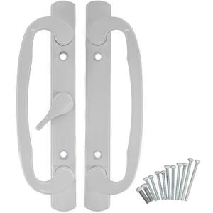 Patio Door Handle 3-15/16 Inch(10cm) Hole spacing Right and Left Handed THE Latch is in THE Center Position(fit for 45degree Mortise Lock but NOT Included) Non-keyed (Centered, White)