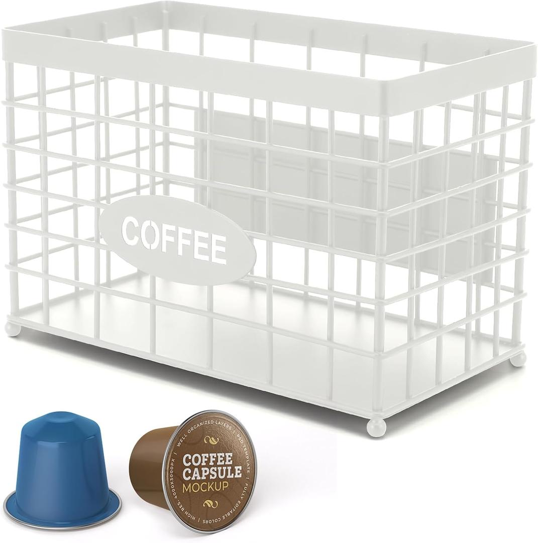 Coffee Pod Holder k Cups Holder Magnetic Coffee Pods Holder High-Capacity k Cup Holder Station Organizer, Bar Accessories.Suitable For Kitchen And Office Countertop (White)