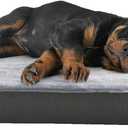 Amazon Basics Washable Dog Bed with Cooling Gel Memory Foam, Pressure-Relief Support for Dogs up to 50lbs, Non-Slip Bottom, Removable Cover, Large (35" x 22"), Grey