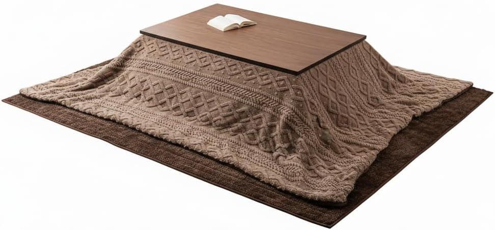 Palette Life Kotatsu Futon Blanket (Cover Only), 3D Pattern Jacquard Boa, 74.8 x 94.4 inches (190 x 240 cm), Rectangle, Brown