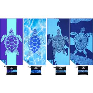 4 Pack Microfiber Lightweight Thin Beach Towel Sand Free Quick Dry Super Absorbent Large Towels for Swimming Pool Yoga Gym Travel Vacation Beach Accessories Essentials for Adults