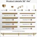 Brass Double Curtain Rod, Warm Gold Extra Long Dual Curtain Rods for Windows 72 to 144 Inch, 1 Inch Adjustable Heavy Duty Spliced Double Rod, Pro-Plating Process, Aluminium Finials