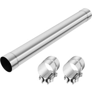 3 Inch Straight Exhaust Pipe, 3" Stainless Steel Straight Muffler Replacement Pipe, 30" Length Mandrel Exhaust Tube with Two Lap Joint Band Clamps(New Version)