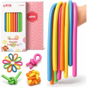 10 Pack Sensory Toys for Kids Upgraded Extra-Thick Stretchy Sensory Strings for Autism, ADHD, Anxiety Gift Box, Perfect Stocking Stuffers for Boys & Girls, Ideal for Travel or Classroom (Smooth), 0.55 inches