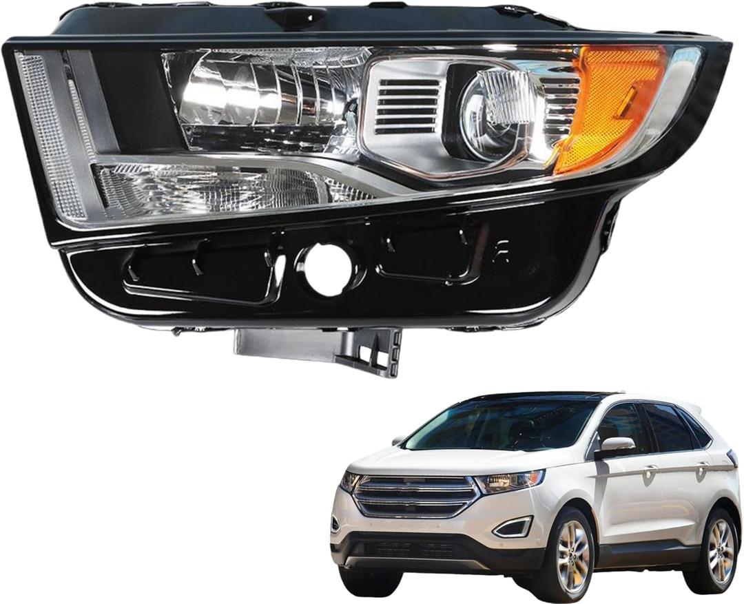 Driver Side Headlights Assembly Replacement for Edge 2015-2018 Housing Chrome Lamp LH 1PC FO2502341