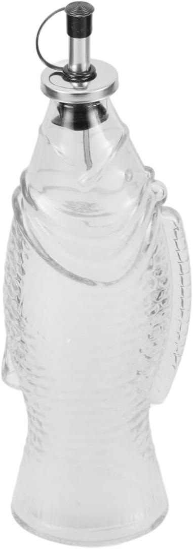 Luxshiny Oil Pitcher for Kitchen Glass Oil Dispenser Bottle Fish Shape Decorative Sauce Container Large Capacity Sauce Bottle