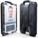 LIUGX Badge Holder with Heavy Duty Breakaway Lanyard, Carbon Fiber-Texture, Durable ID Card Holder (Holds 6 Cards) with Quick Release Detachable Buckle, Metal Clip, American Flag