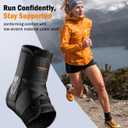 Slim-Fit Ankle Brace for Sprained Ankle, Quick Lace Up Ankle Support for Women Men with 2 Auto-Shaped Pads, Air Fabric Cool Ankle Stabilizer for Injury Recover, Running,Sports, M(12-13)