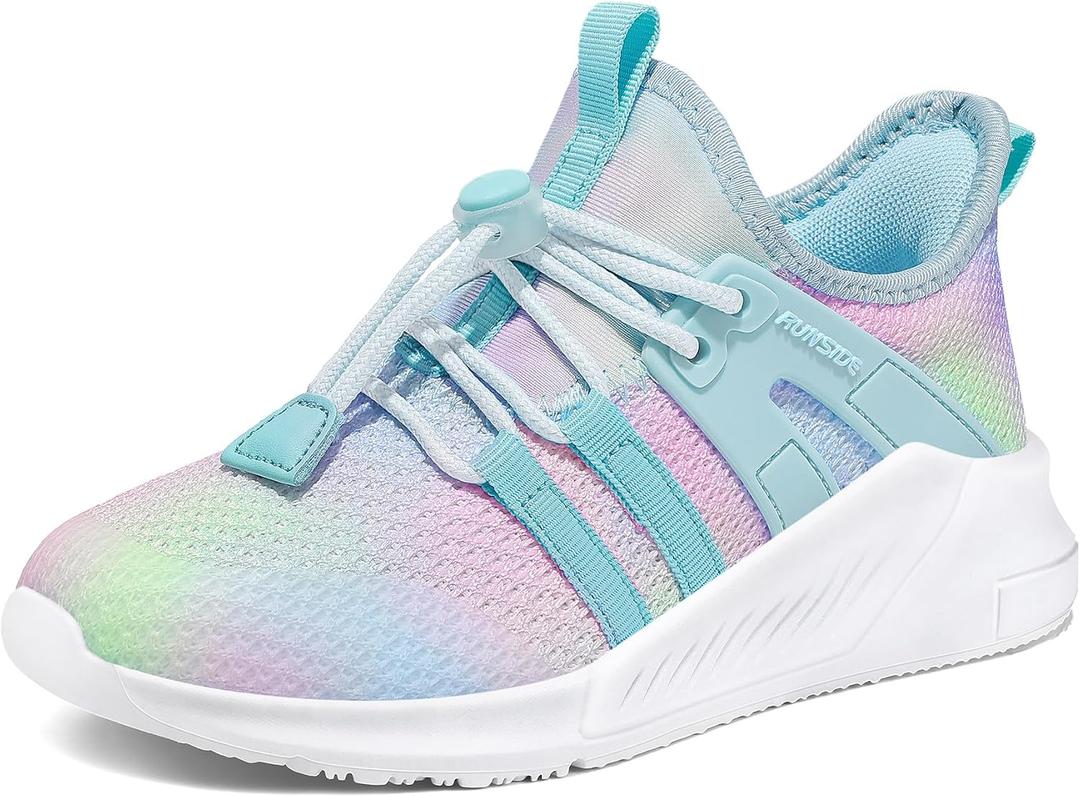 RUNSIDE Girls Tennis Shoes Lightweight Sports Kids Sneakers Lace-up for Running/Walking, 11 Little Kid, Gradient Blue