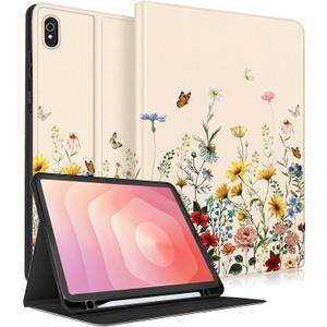 Wazzasoft for Samsung Galaxy Tab S11 Case - Smart Folio Cover with Build-in Pencil Holder Women Girls Cute Design for Samsung S11 Tablet Case 11 Inch (SM-X730/X736/X736B) Cover,Vintage Flowers (Aesthetic Vintage Floral)