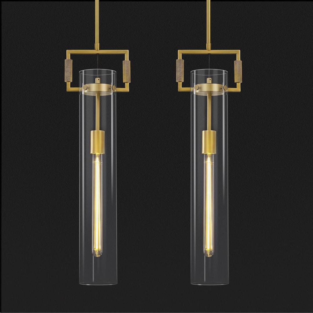 Modern Gold Pendant Light Set of 2, 21.6'' Pendant Lights Kitchen Island, Adjustable Height Brass Glass Pendant Light Fixtures, Large Pendant Lights for Dinning Room Farmhouse Bathroom