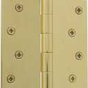 Nostalgic Warehouse Ball-Tip Residential Door Hinge with Square Corners (4 Inch, Polished Brass)