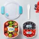 Small Salad Container for Lunch-35oz Divided Bento Box Lunch Box for Fresh Meals,Portable Salad Bowls To Go with 2-Compartment Tray Meal PrepLeak Proof Tritan Lid, Dishwasher & Microwave SafePink