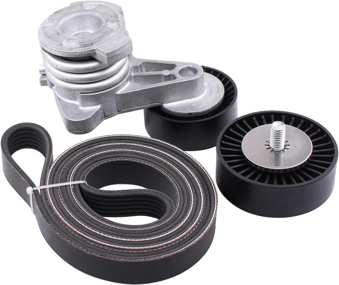 NewYall Pack of 3 Drive Belt Tensioner and Idler Pulley Kit for BMW 128i 2008-2013 328i 2007-2012 328xi 2007-2008 525i 525xi 530i 530xi 2006-2007 528i 2008-2010 X3 X5 2007-2010