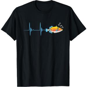 Humuhumunukunukuapua'a Hawaiian Reef Triggerfish Heartbeat T-Shirt, L