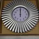 Kitchen Wall Clock, Silver Starburst Wall Clocks Battery Operated, 10 Inch Modern Decorative Wall Clock for Living Room, Bedroom, Kitchen,Bathroom, Office