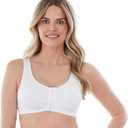 Bestform 5006014 Comfortable Unlined Wireless Cotton Stretch Sports Bra with Front Closure (48, White)
