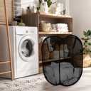 Mesh Pop Up Hamper,Mesh Laundry Basket With Durable handle, Foldable Dirty Laundry Baskets,Pop Up Travel Laundry Basket,Suitable for Washing and Storing Laundry (2Pcs, Black)