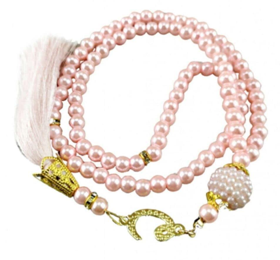 Prayer Beads with 99 Beads Muslim Prayer Beads Tespih Tesbih Misbaha Subha (Pink)