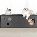 Cat Tunnel for Indoor Cats, DIY Transformable Cat Hideaway Cave, Felt Kitten Play Tubes and Tunnels, Felt Peekaboo Cat Toy with Interactive Peek Holes (Grey, Straight Tunnel)