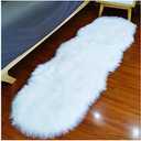 DSHXL Faux Sheepskin Fur Fuzzy Furry Rug, 2x6 Ft Irregular White Furry Rugs, Bedside Fluffy Area Rug Fur Rugs for Bedroom, Living Room, Dorm Room, Photography
