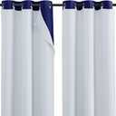 NICETOWN Blackout Curtain Liners for Sheer Curtains, Blackout Liners for Windows, Detachable Ring Included, Thermal Curtain Liners for 54" Length Drapes, Set of 2, W34 x L50 Each Panel