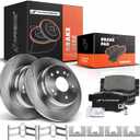 A-Premium 11.10 inch (282mm) Rear Solid Disc Brake Rotors + Ceramic Pads Kit Compatible with Select Acura and Honda Models - TL 2004-2008, Element 2004-2011, 6-PC Set