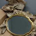 Vintage Gold Wall Mirror with Rose Floral Carvings, 17x13.5 Inches Oval Decorative Mirrors for Wall, Antique Style Vanity Mirror for Bedroom Living Room Bathroom Entryway Dcor