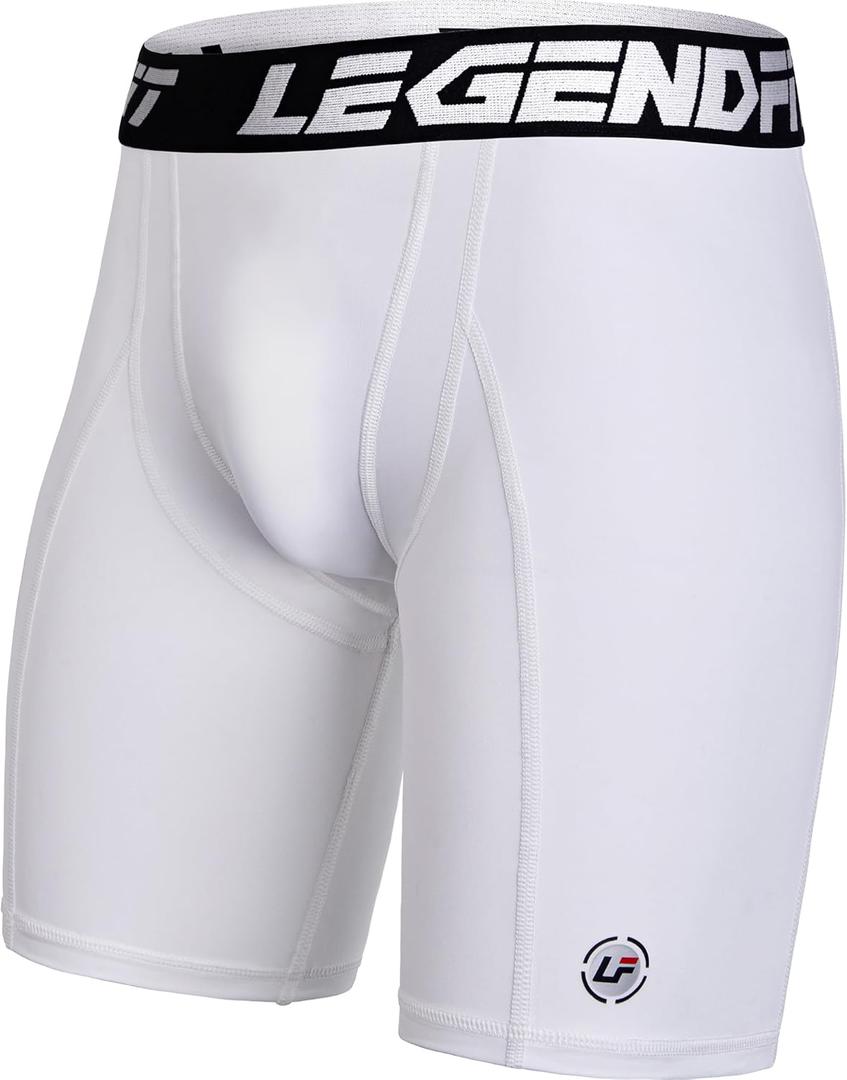Youth Boys Baseball Football Compression Shorts w/Cup Pocket(NO Cup) Protective Athletic Sliding Underwear (Large)