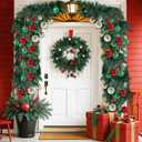 47 Pcs Christmas Chandelier Decor Set with 9 ft Garland Greenery with 280 Branches 21 Pcs Christmas Balls Ornaments Ribbons for Xmas Fireplace Staircase Indoor Outdoor Decor(Classic)