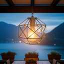 Hanging Solar Lantern,7.87Outdoor Solar Lanterns Waterproof Pendant Light Outdoor Chandelier for Gazebo Patio Porch Garden Barn Tree Pergola Decor